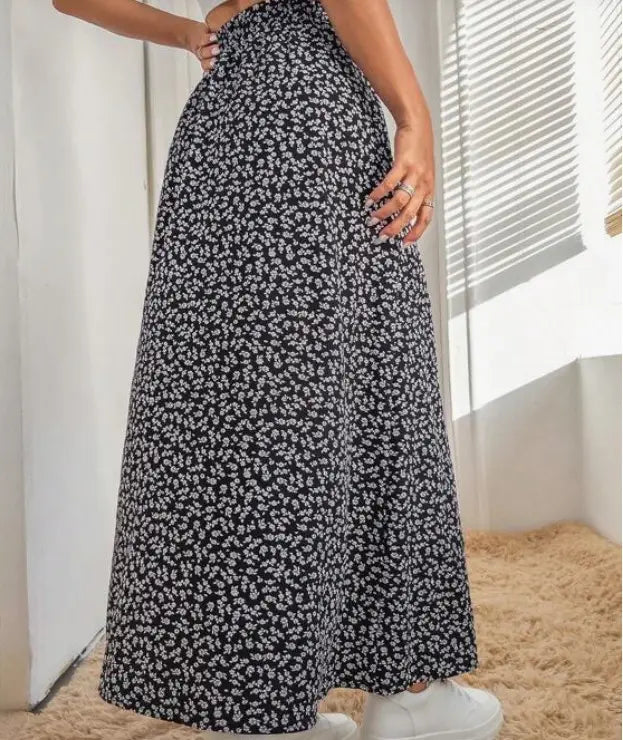 Women’s Floral Split High Waist Printed Skirt