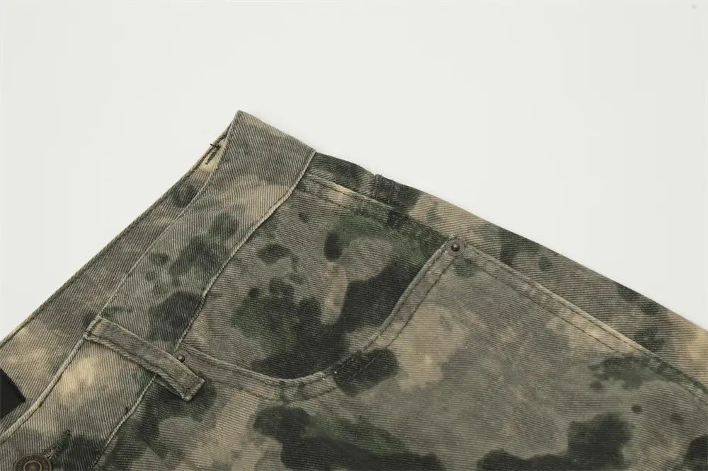 Mountain Outdoor Multi-pocket Workwear Tie-dye Camouflage Pants Men