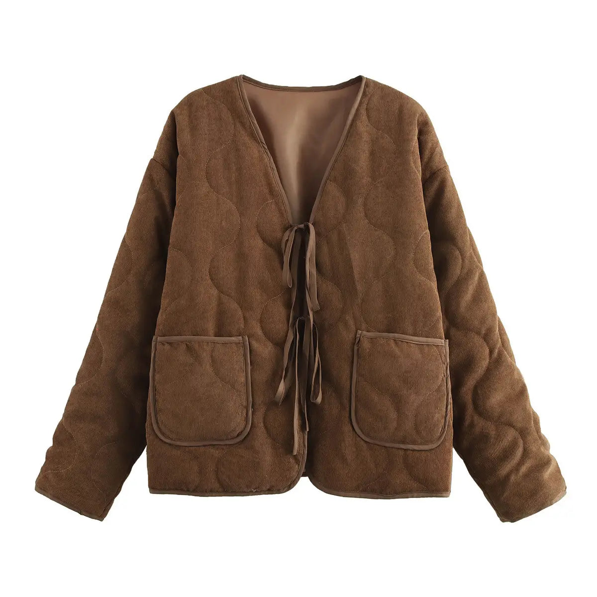 New Solid Color Bowknot Cotton-padded Coat