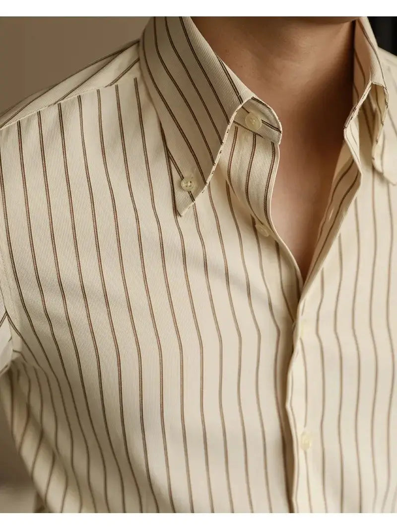 Men’s Business Non-ironing Slim-fit Gentleman Versatile Fashion Pointed Buckle Collar Shirt