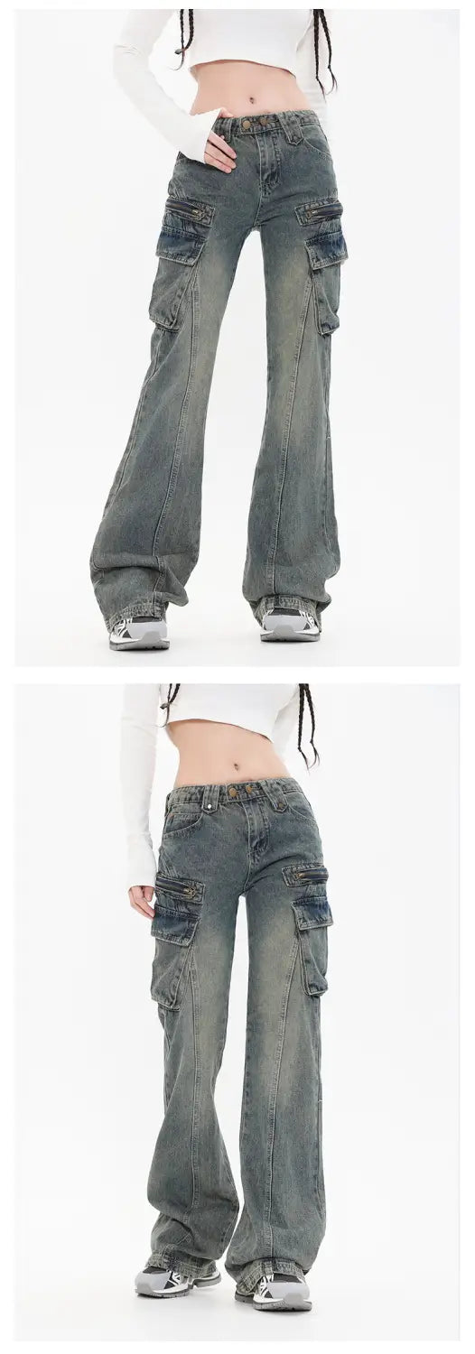 High Street Micro-pull Cargo Jeans Retro