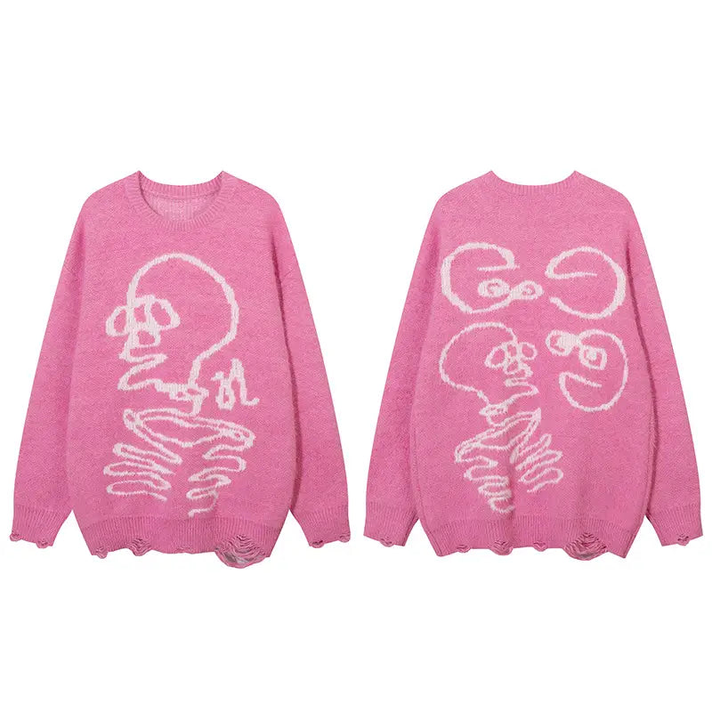 Dark Skull Ripped Sweater