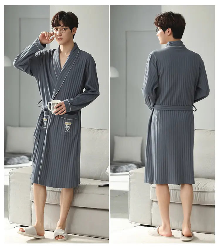 Pajamas Men’s Spring And Autumn Cotton Long-sleeved Sleeping