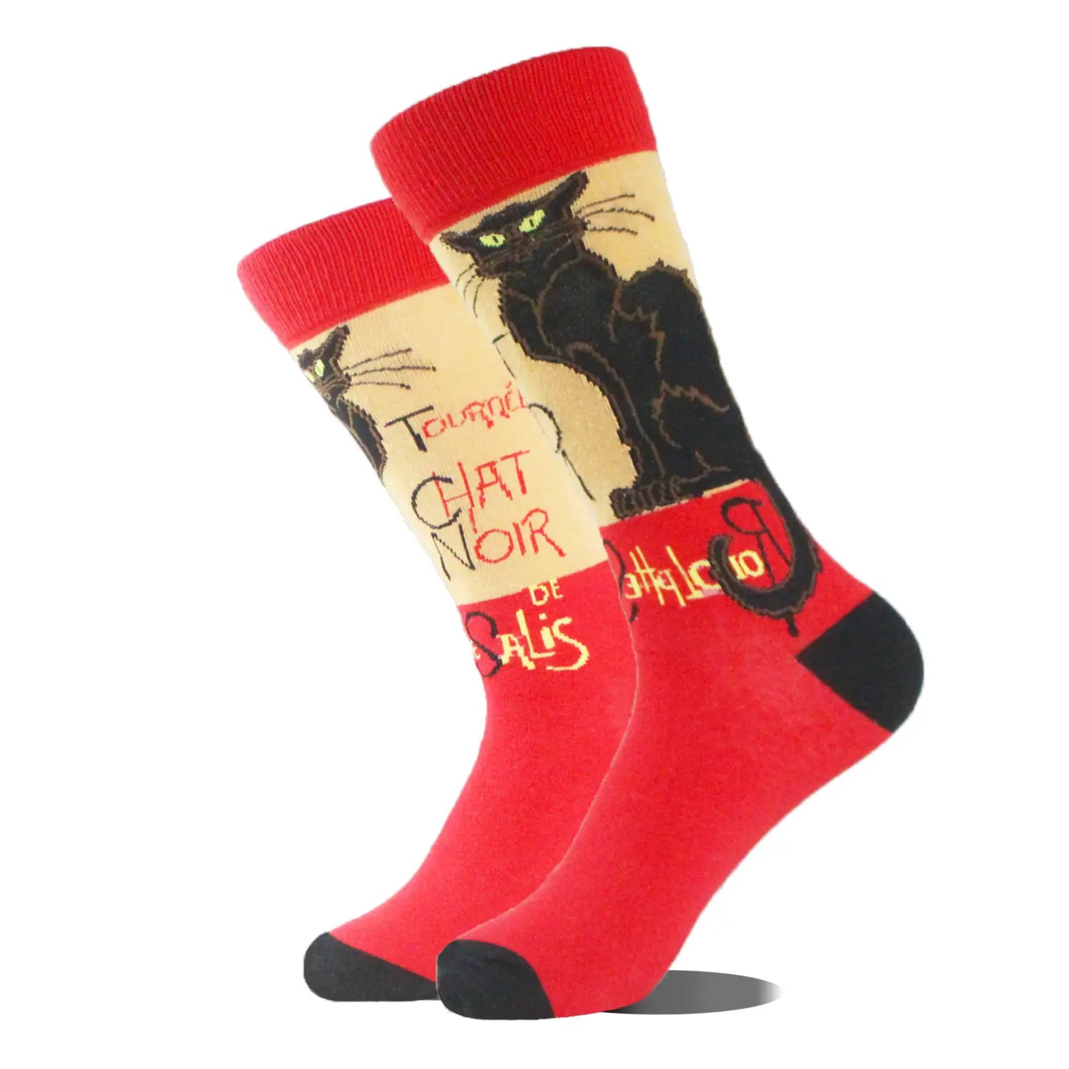 Men’s Cartoon Animal Retro Oil Painting Mid-calf Socks