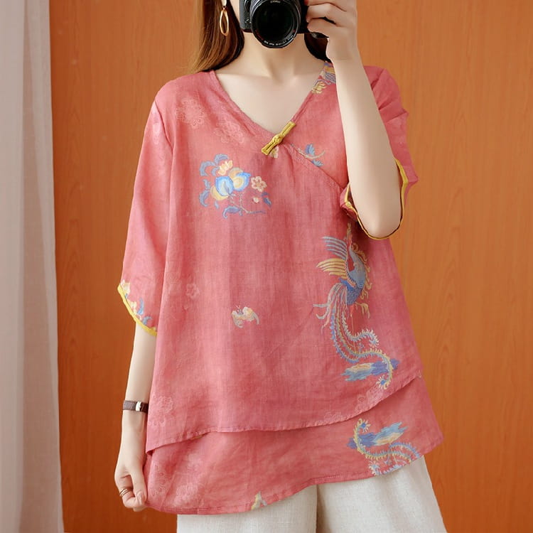 Chinese Style Retro Anti-aging Temperament Shirt Women’s Summer Loose