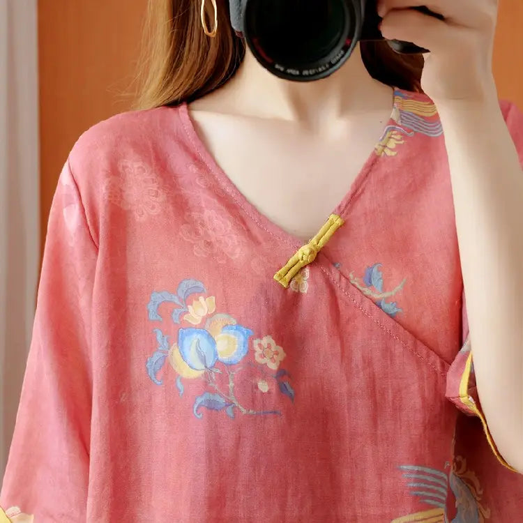 Chinese Style Retro Anti-aging Temperament Shirt Women’s Summer Loose