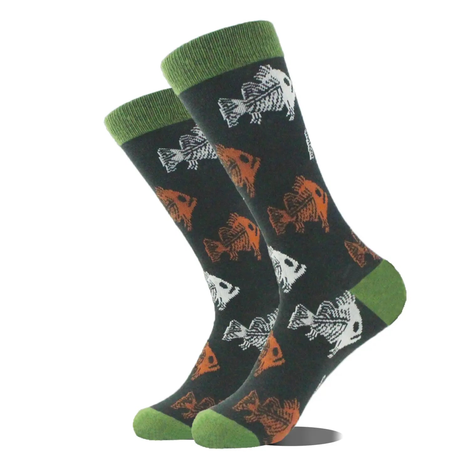 Men’s Cartoon Animal Retro Oil Painting Mid-calf Socks