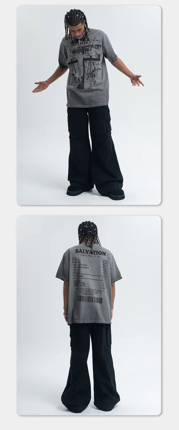 Printed Cotton Short-sleeved T-shirt Men’s And Women’s Bottoming Shirt Autumn And Winter