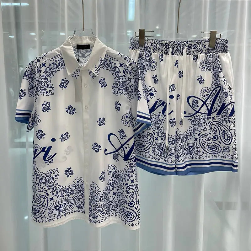 Men’s Fashion Casual Beach Shirt Shorts Suit