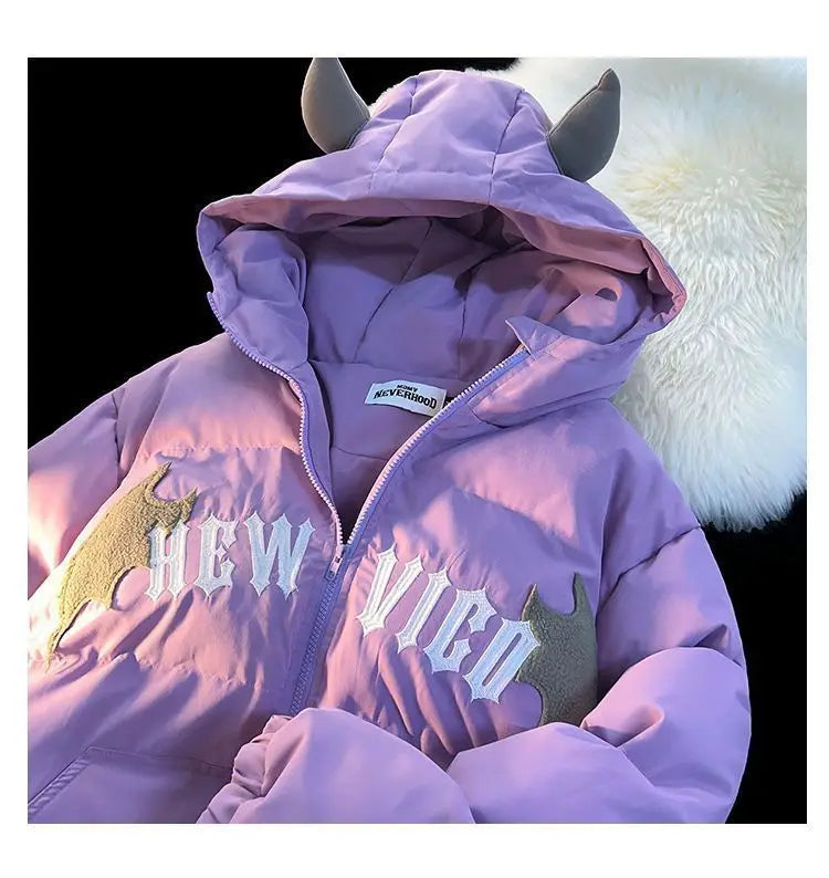 American Retro Embroidered Hooded Cotton Coat