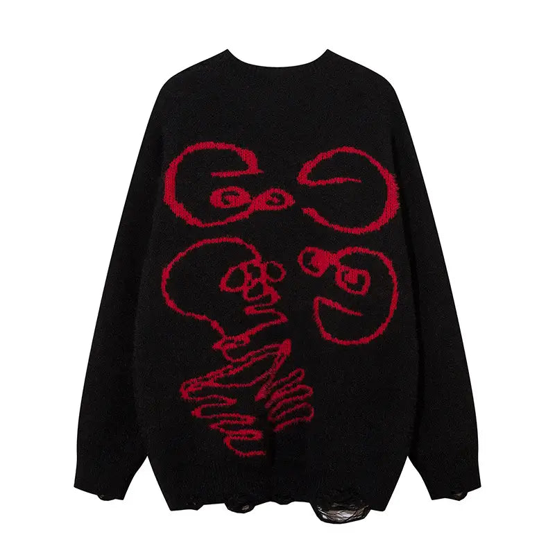 Dark Skull Ripped Sweater