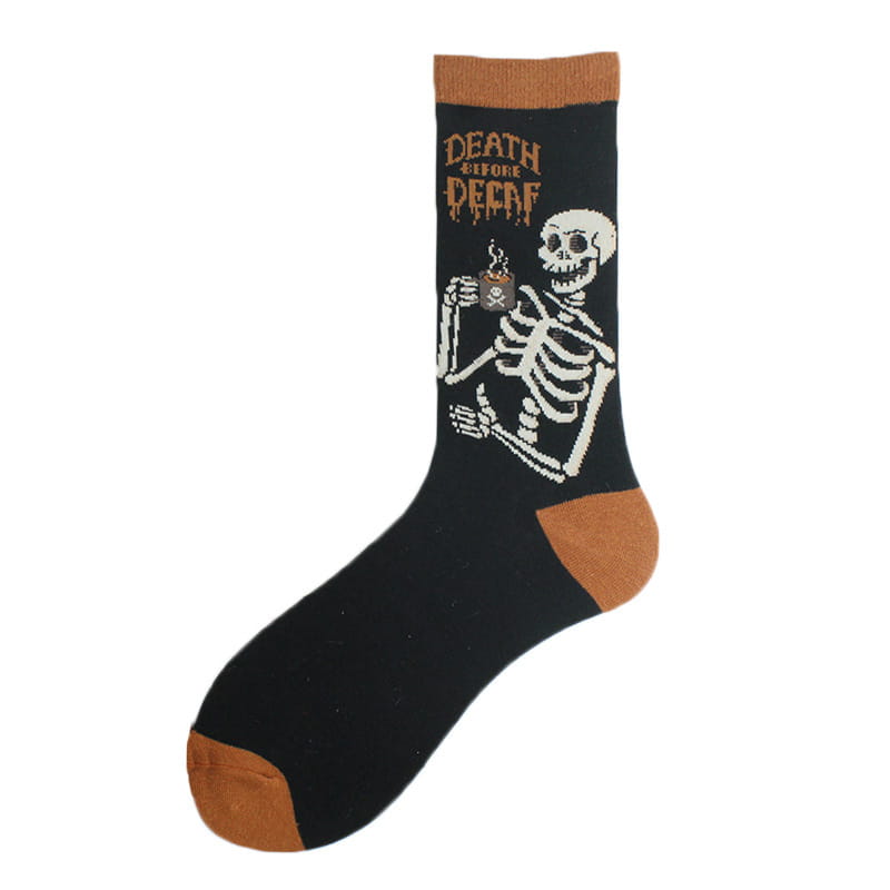Men’s Cartoon Animal Retro Oil Painting Mid-calf Socks