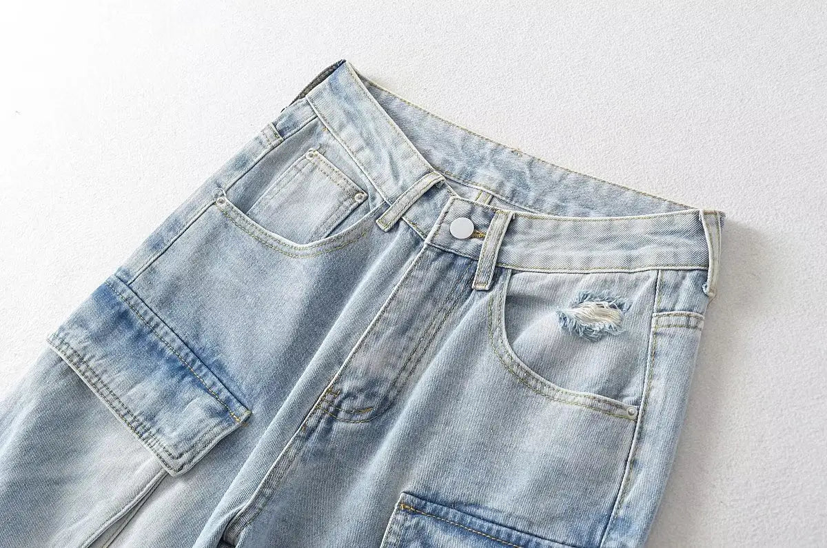 American Style Fashion Work Clothes Style Straight-leg Denim Trousers