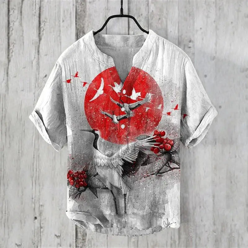Summer Thin Printed V-neck Men’s T-shirt