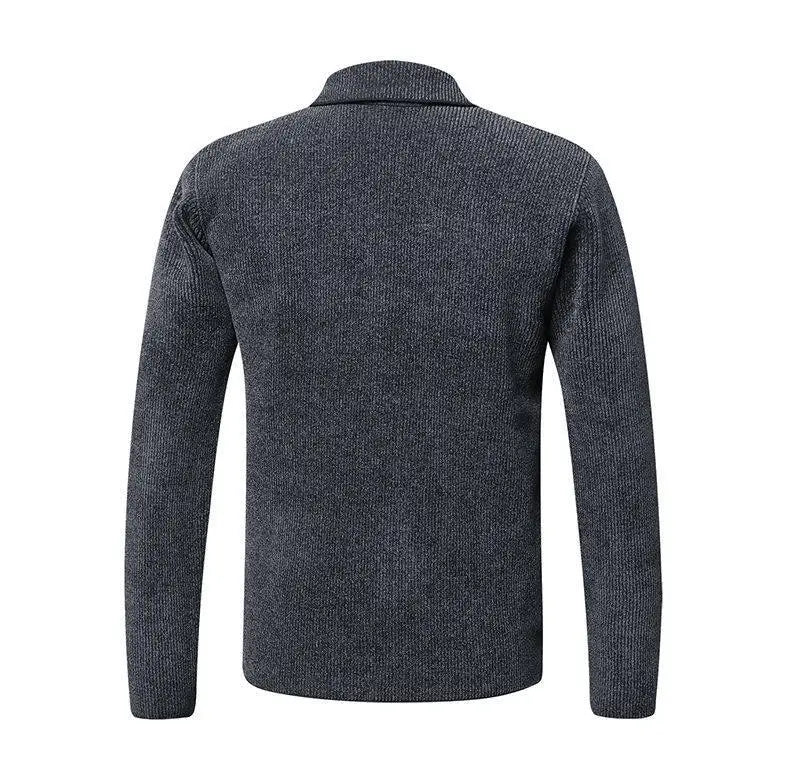 Men’s Solid Color Cardigan Small Suit Knitted Jacket