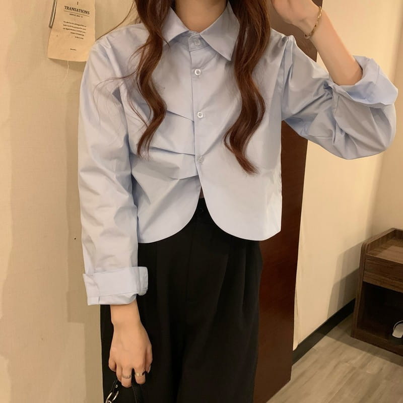 French White Shirt Women’s Spring Design Sense Niche Shirt Temperament High Sense Chic Beautiful Short Long Sleeve Top