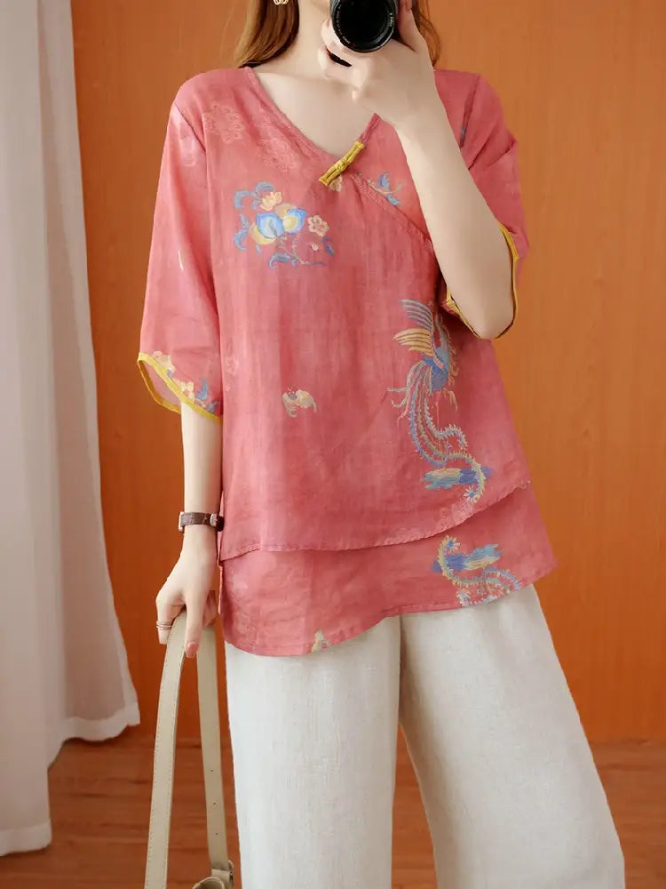 Chinese Style Retro Anti-aging Temperament Shirt Women’s Summer Loose