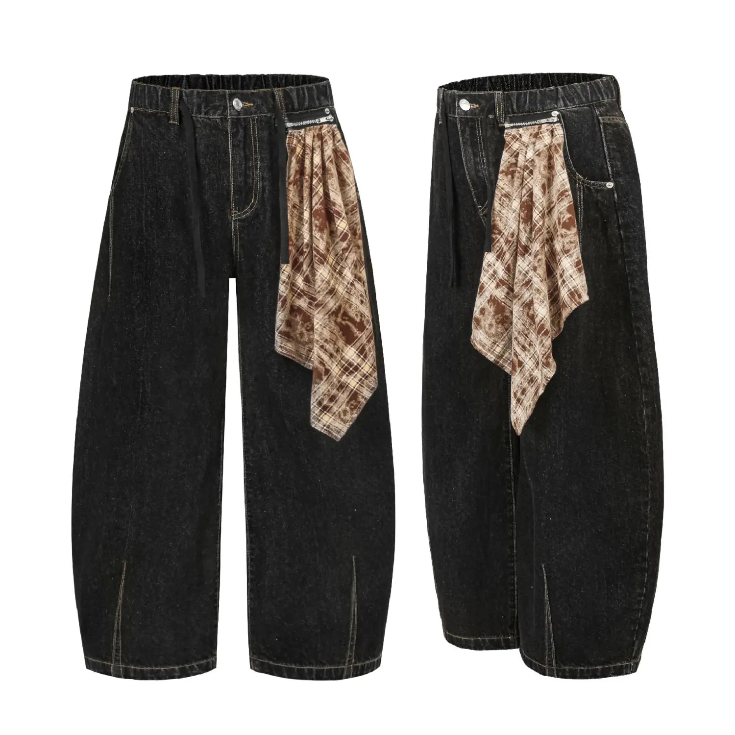 Retro Street Simple Loose Machete Denim Trousers