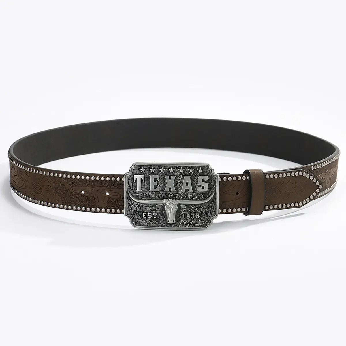 American Retro Embossing Cow Head Buckle Simple All-match Western Denim Belt