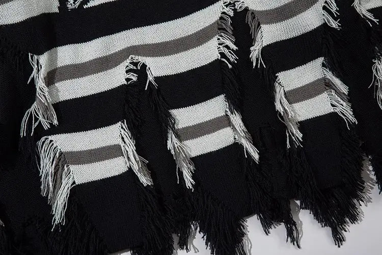 Pu Shuai Stitching Contrast Color Long Sleeves Round Neck Sweater