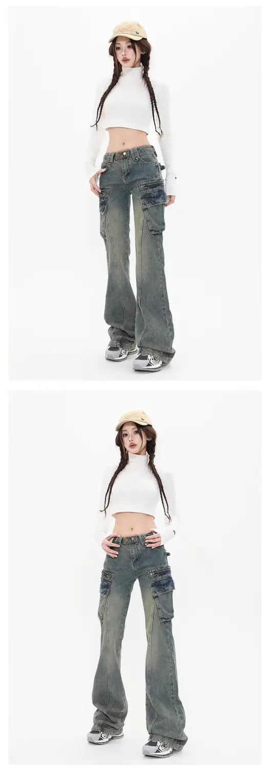 High Street Micro-pull Cargo Jeans Retro