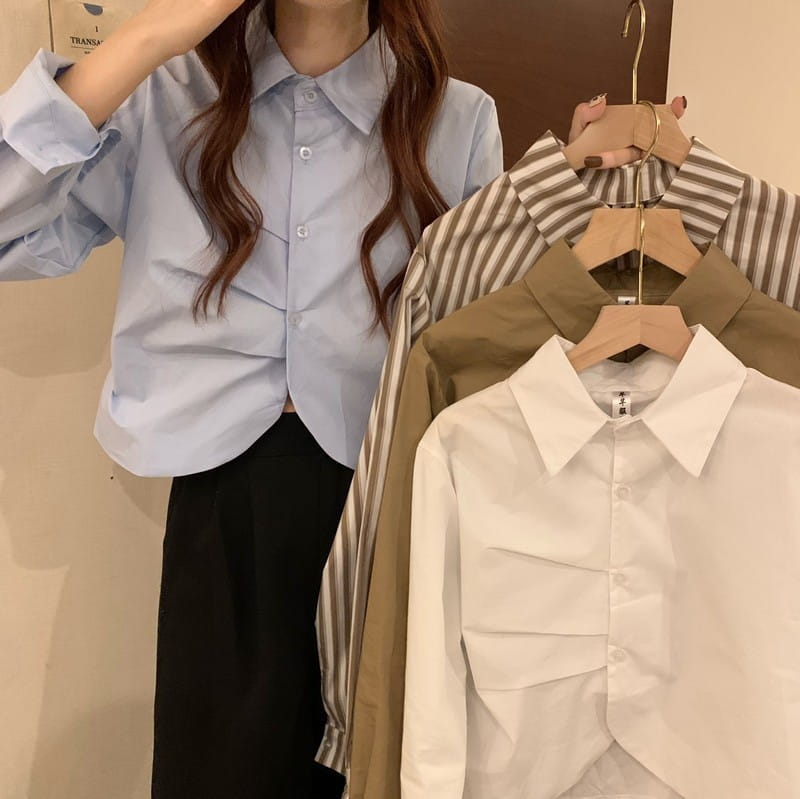 French White Shirt Women’s Spring Design Sense Niche Shirt Temperament High Sense Chic Beautiful Short Long Sleeve Top