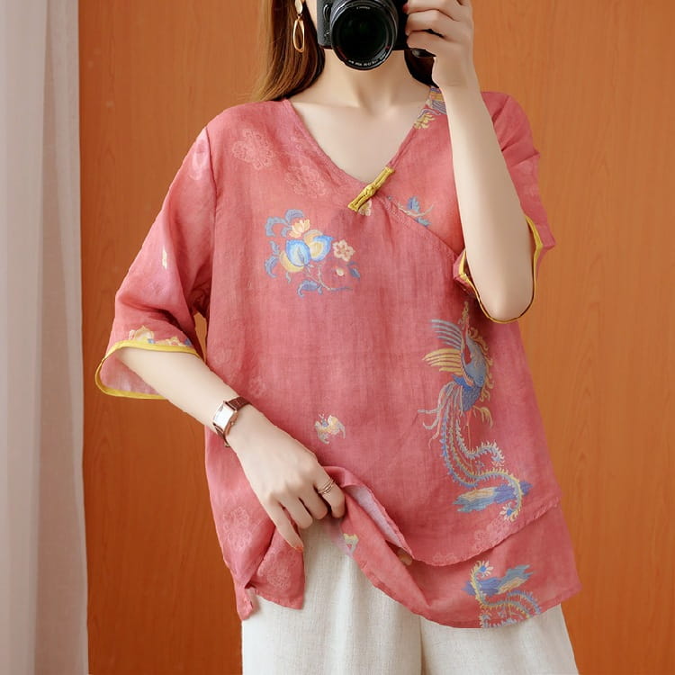 Chinese Style Retro Anti-aging Temperament Shirt Women’s Summer Loose