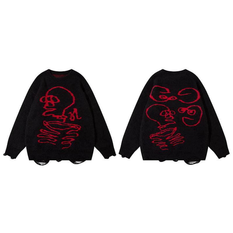 Dark Skull Ripped Sweater
