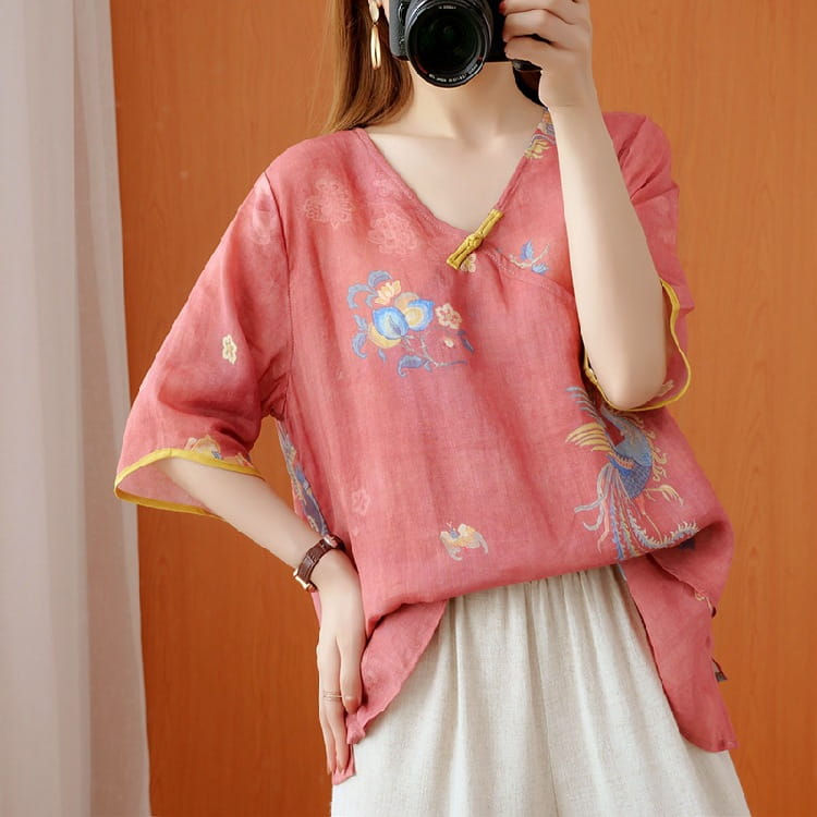 Chinese Style Retro Anti-aging Temperament Shirt Women’s Summer Loose