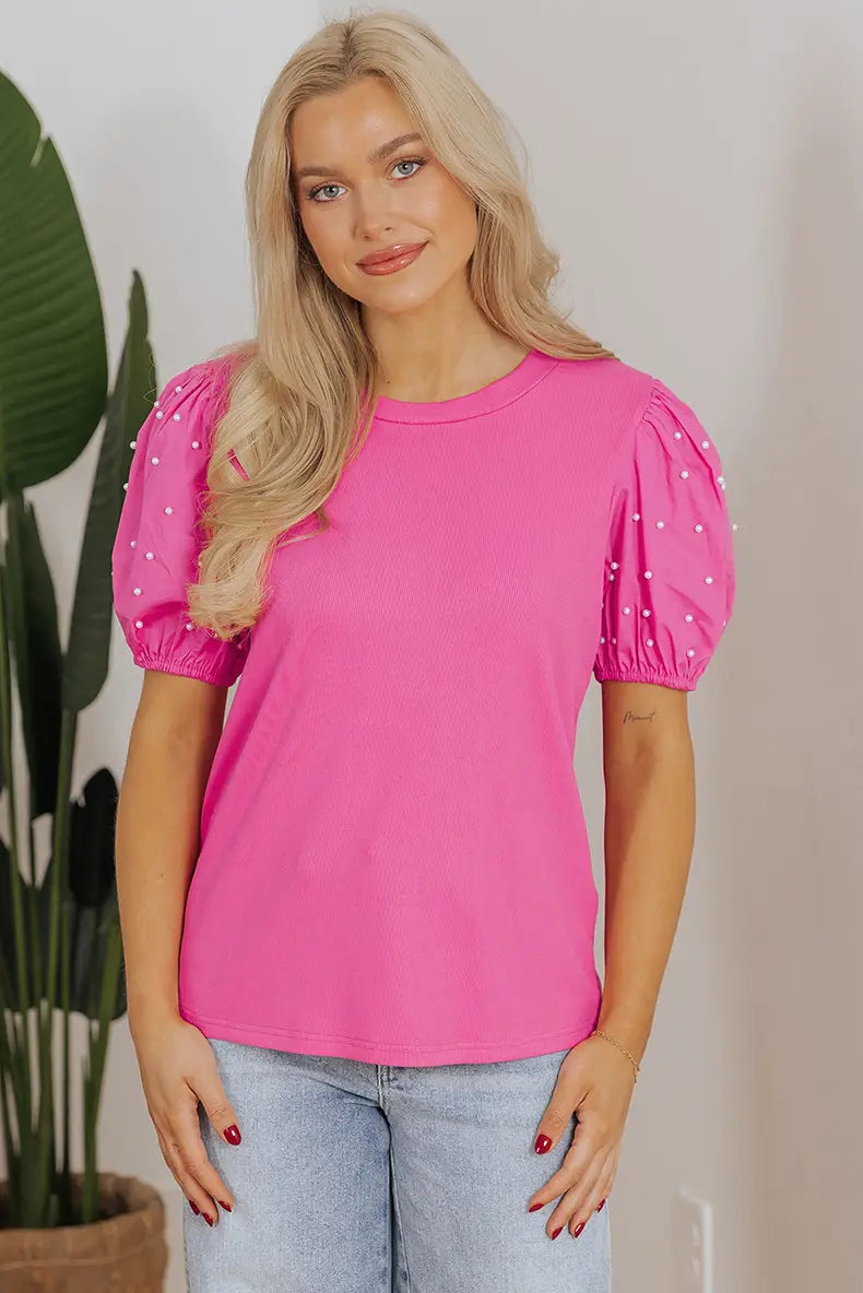 Summer New Solid Color Round Neck Pullover Simple Women