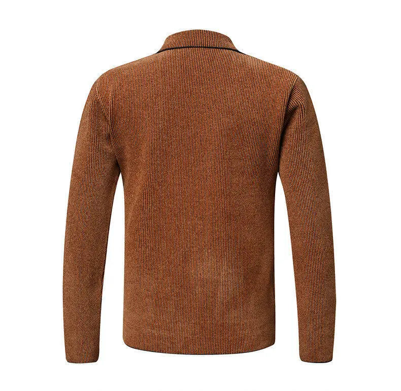 Men’s Solid Color Cardigan Small Suit Knitted Jacket