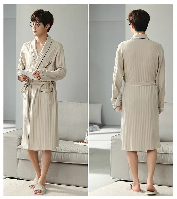 Pajamas Men’s Spring And Autumn Cotton Long-sleeved Sleeping