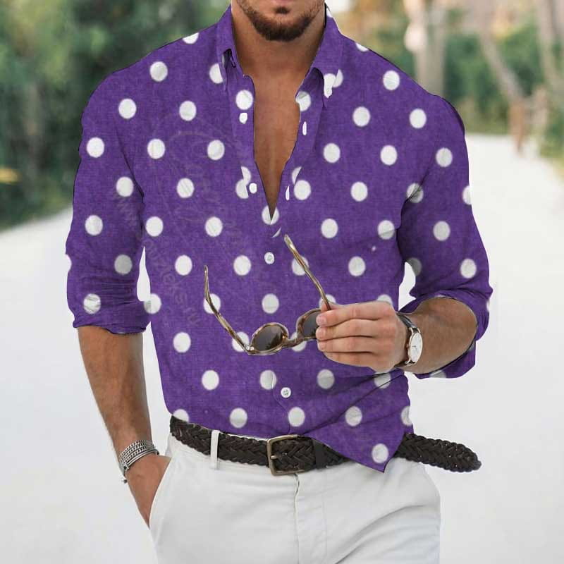 3D Polka-dot Loose-fitting Long Sleeve Printed Shirt