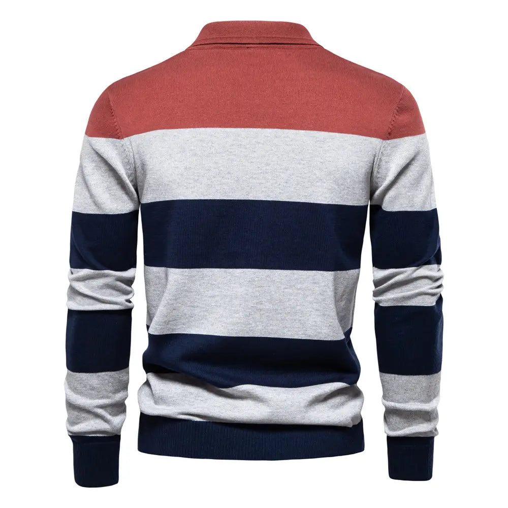 Men’s Long Sleeve Polo Collar Sweater Slim Lapel