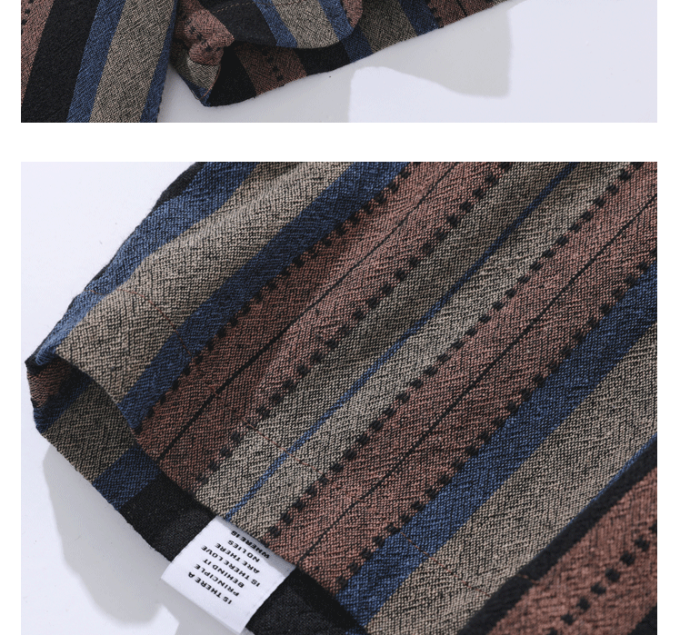 Japanese-style Retro Amekaji Ethnic Style Striped Short Sleeve Shirt
