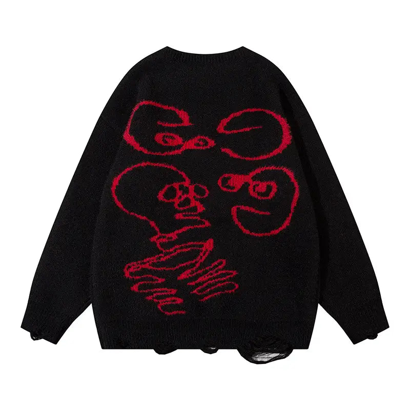 Dark Skull Ripped Sweater