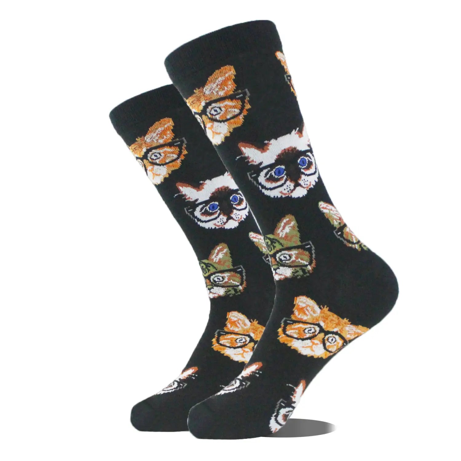 Men’s Cartoon Animal Retro Oil Painting Mid-calf Socks