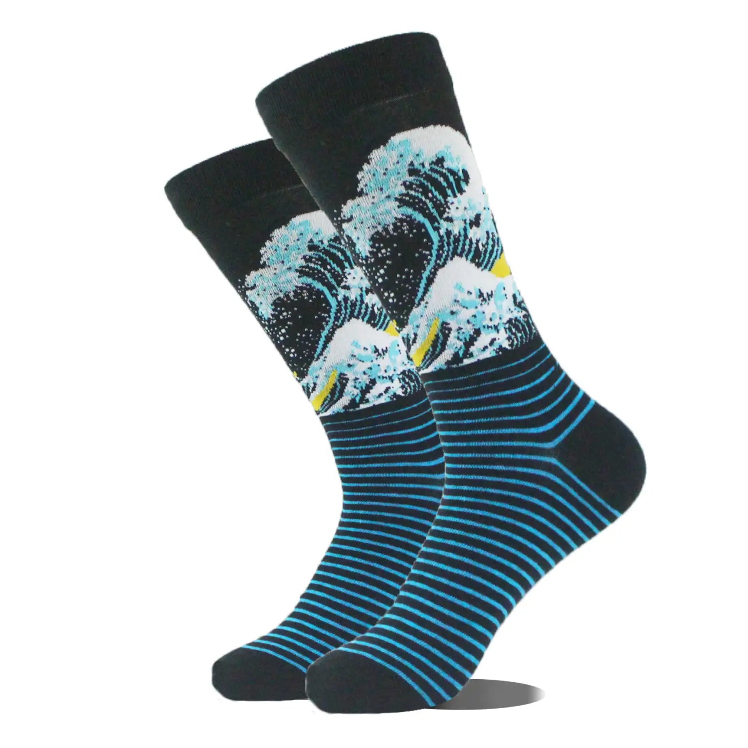 Men’s Cartoon Animal Retro Oil Painting Mid-calf Socks