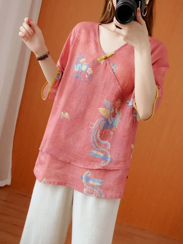 Chinese Style Retro Anti-aging Temperament Shirt Women’s Summer Loose