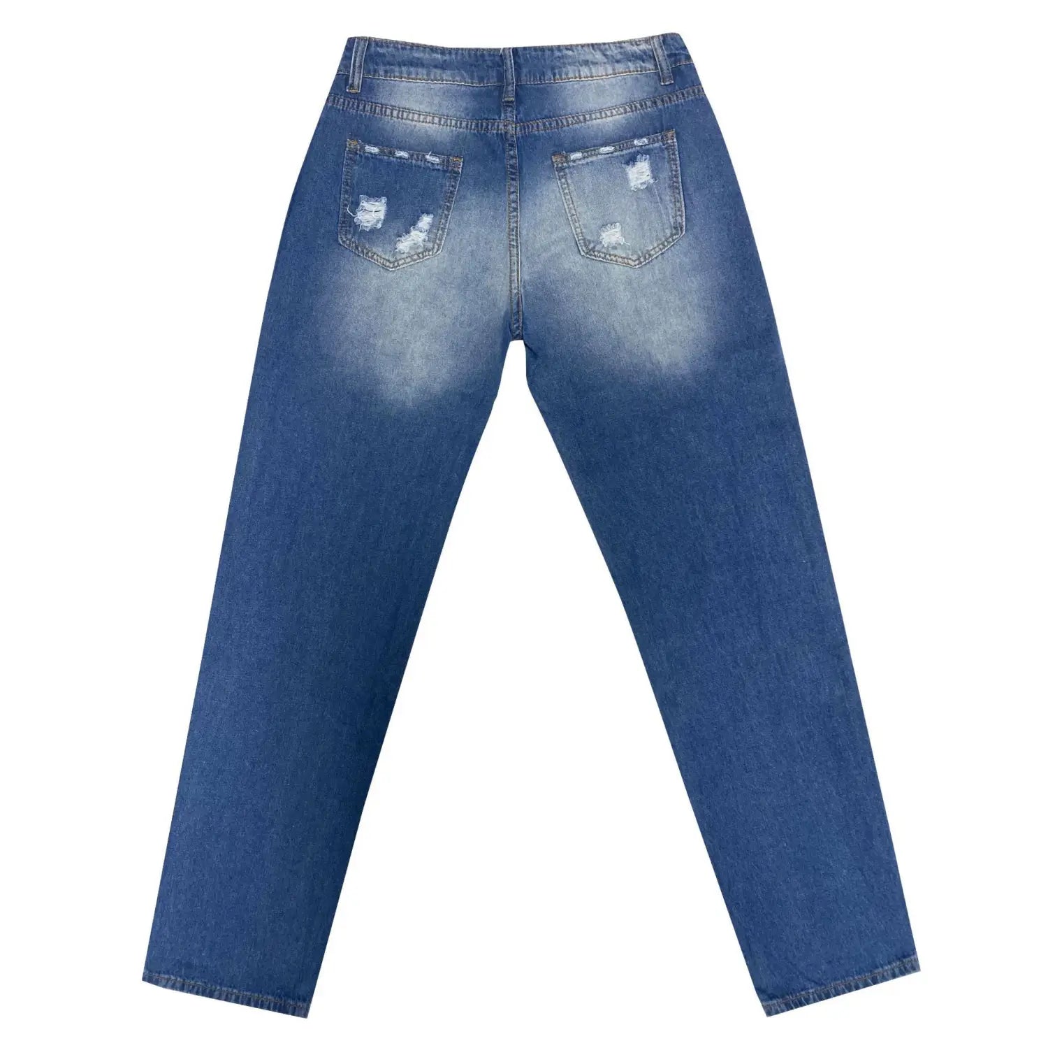 Women’s Four-leaf Clover Printed Patch Ripped Jeans