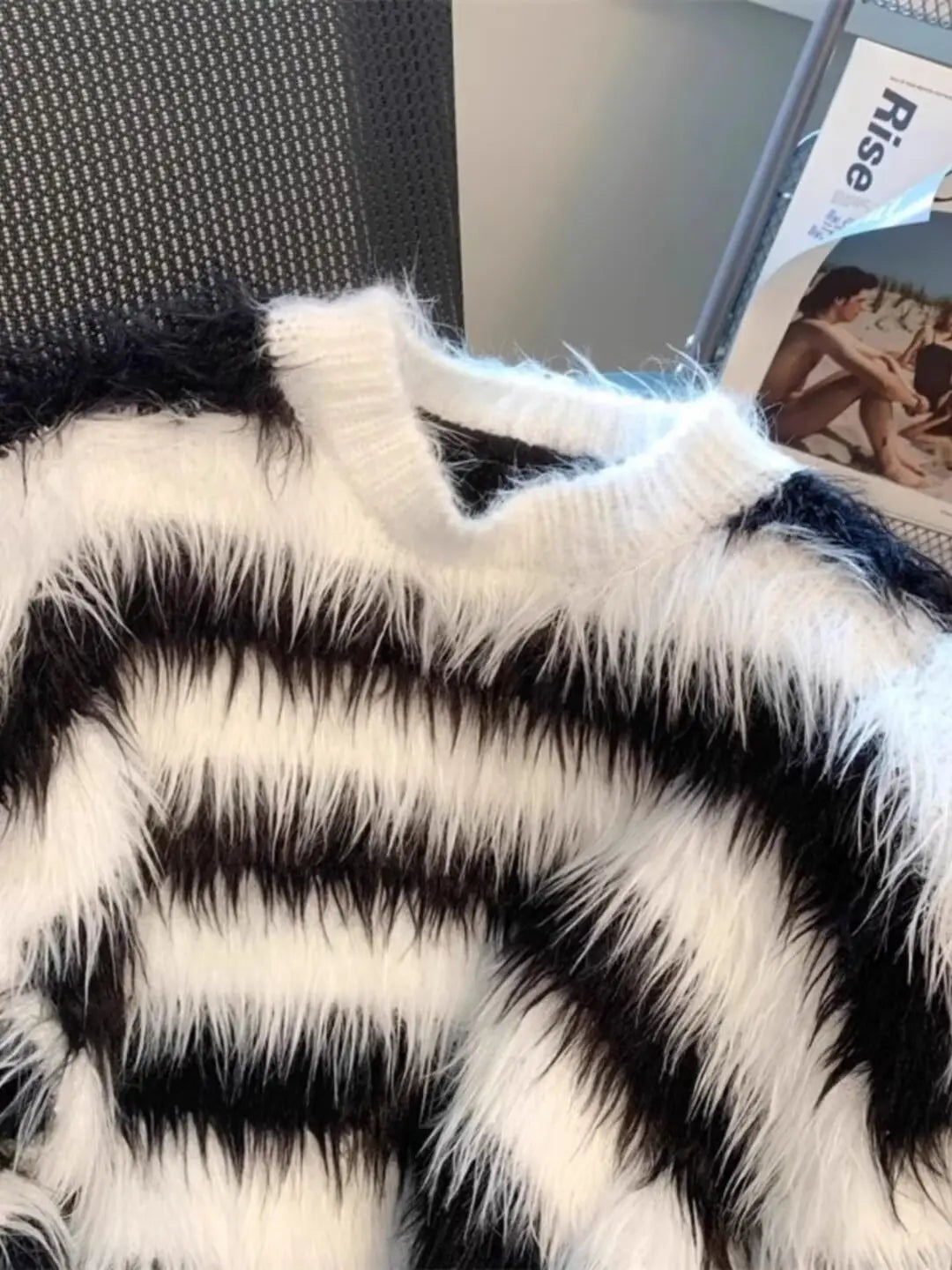 New Black And White Striped Sweater For Men