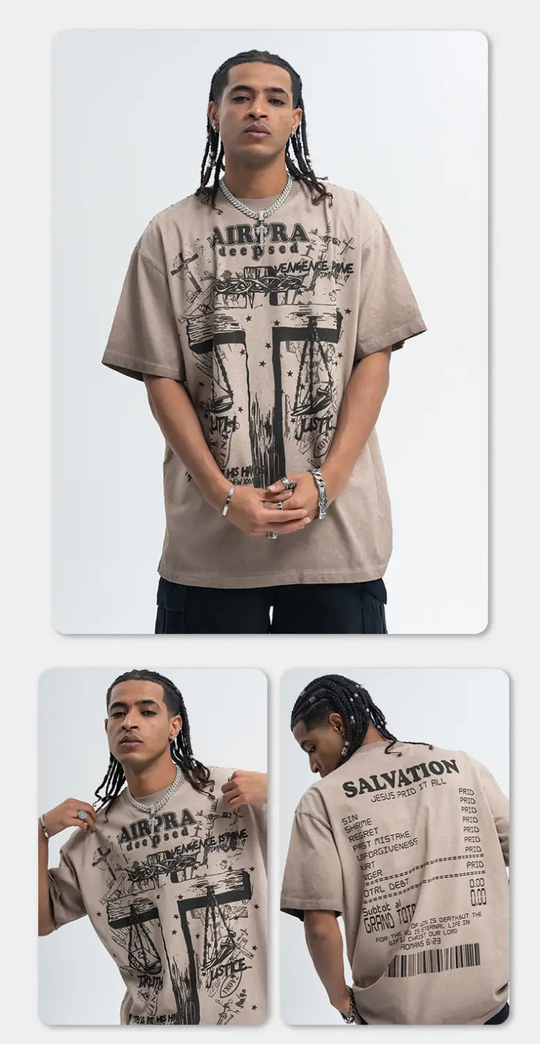 Printed Cotton Short-sleeved T-shirt Men’s And Women’s Bottoming Shirt Autumn And Winter