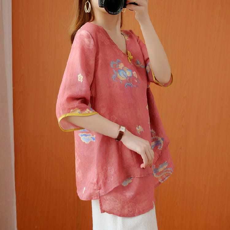 Chinese Style Retro Anti-aging Temperament Shirt Women’s Summer Loose