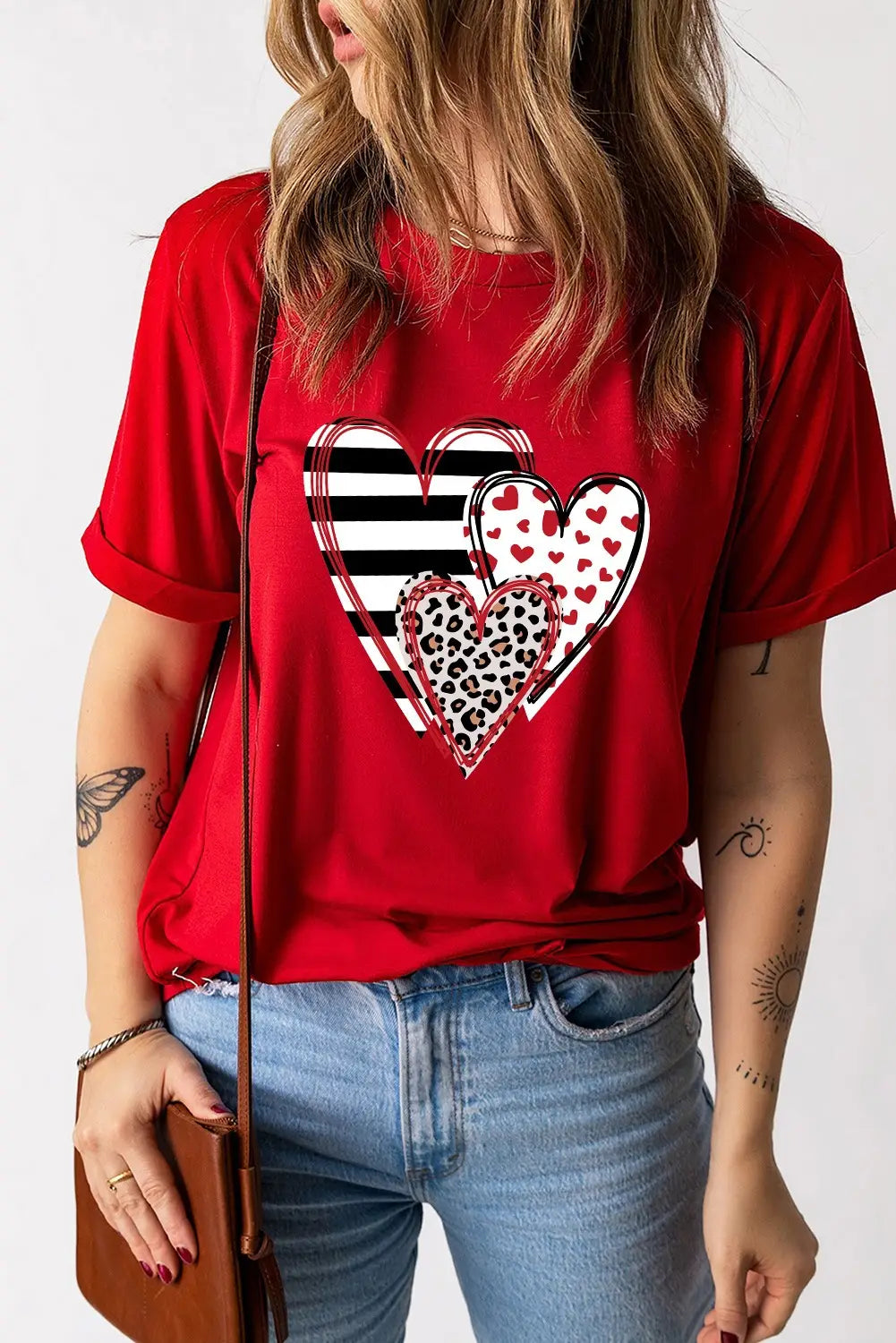 Heart Printing Pullover Pure Cotton Short Sleeve T-shirt