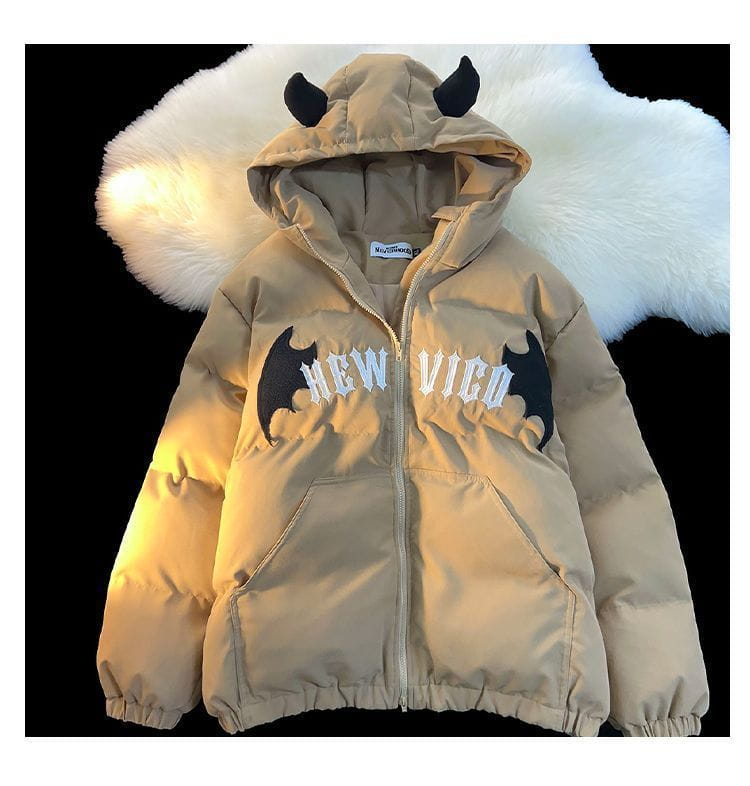 American Retro Embroidered Hooded Cotton Coat