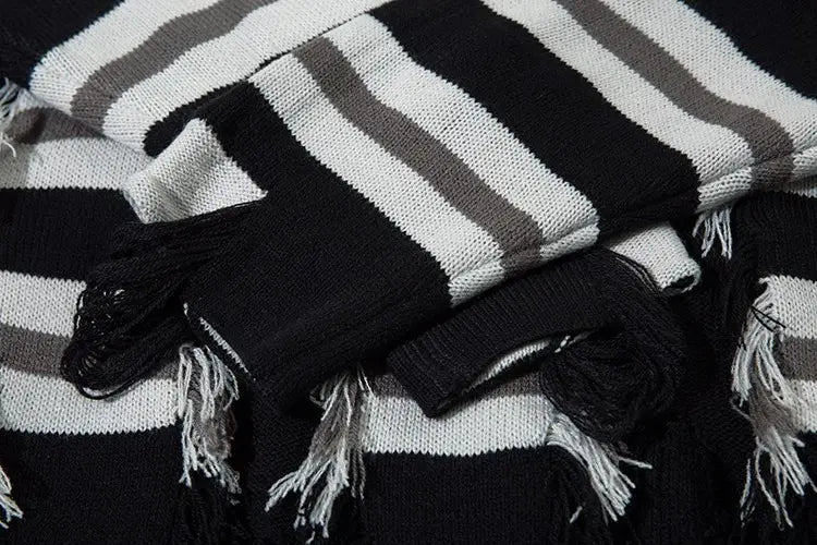 Pu Shuai Stitching Contrast Color Long Sleeves Round Neck Sweater