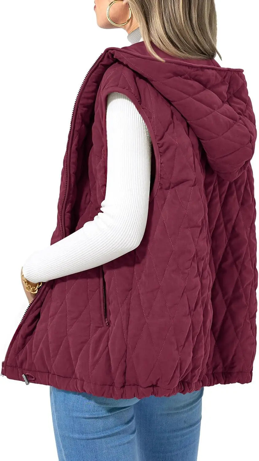 Fashion New Ladies Hooded Cotton-padded Waistcoat