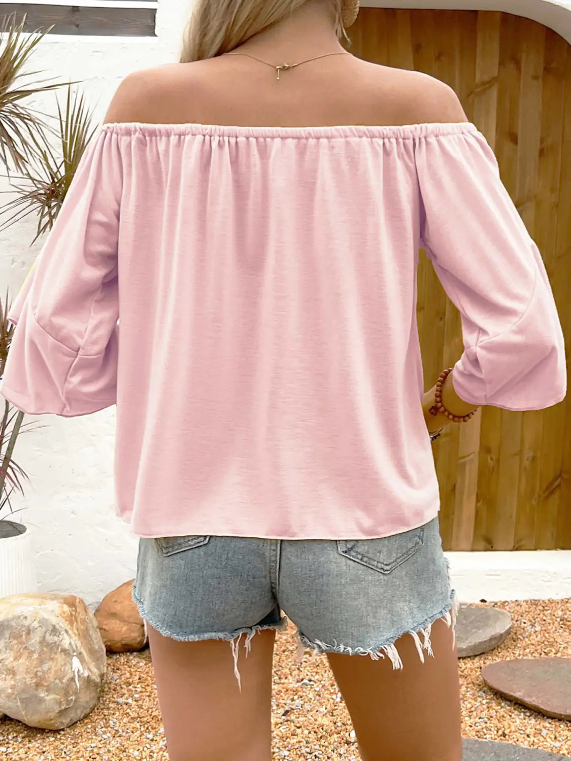 Summer Fall Women’s Clothing Solid Color Off-shoulder Casual T-shirt Top