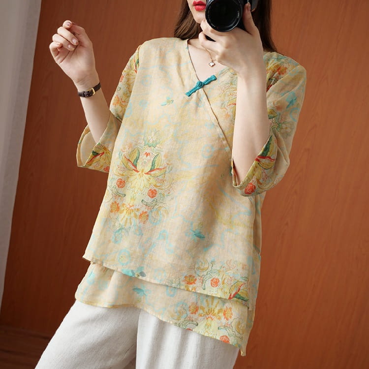 Chinese Style Retro Anti-aging Temperament Shirt Women’s Summer Loose
