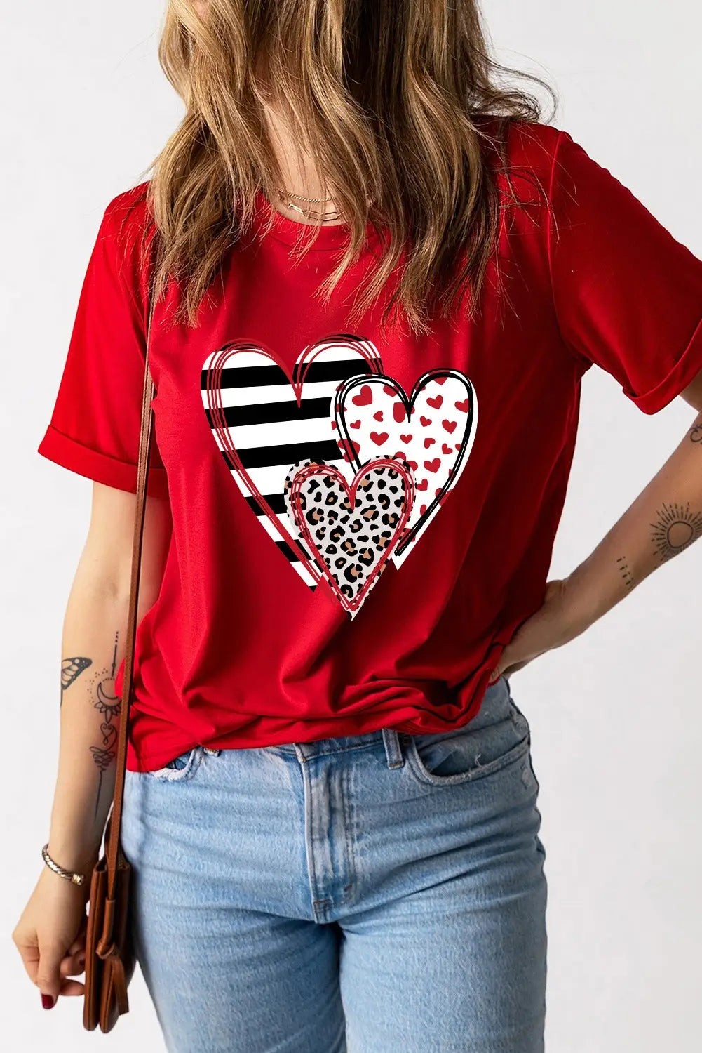 Heart Printing Pullover Pure Cotton Short Sleeve T-shirt
